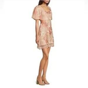 NWT Adelyn Rae Ombre Lace Square Neck Short Puffed Sleeve Dress